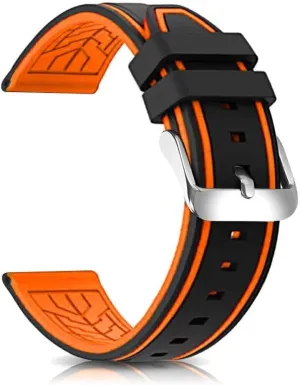 Line Bicolor Silver Buckle for Men and identical Women Sport Silicone Watch Bands Divers Model Replacement Rubber Watch Strap 20mm 22mm 24mm 26mm Waterproof 