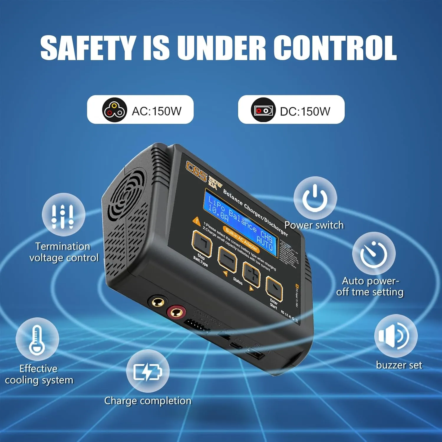 Lipo Balance Fast Charger Discharger for concede speckle sure LiPo/Li-ion/Life Battery(1-6s) NiMH/NiCd (1-15s) C6S RC Battery Charger Lipo Battery Charger,150W 10A RC Car Charger 1S-6S 