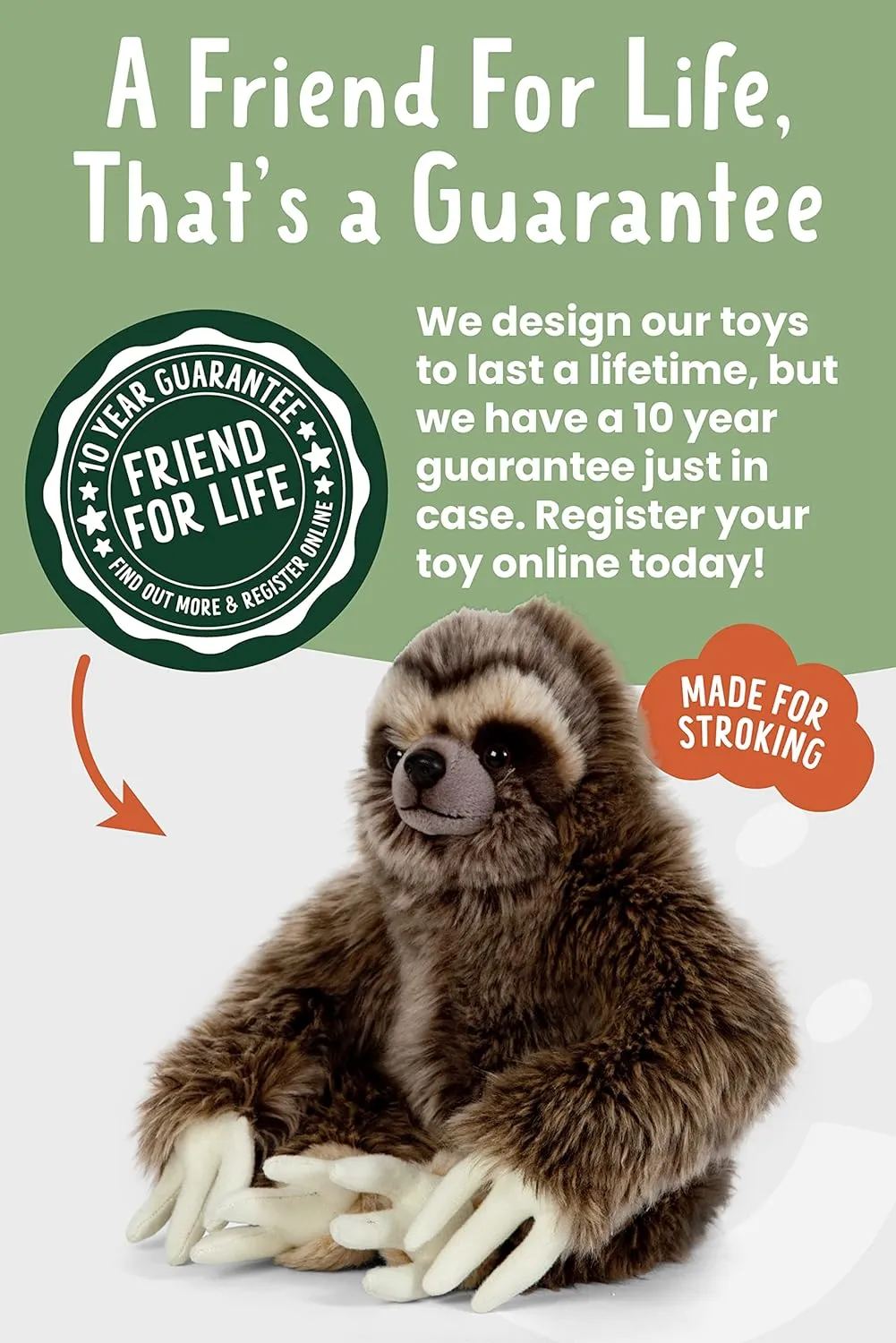 Living Nature - Plush Sloth – Realistic 24cm Soft Toy