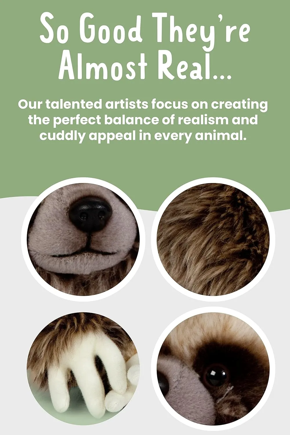 Living Nature - Plush Sloth – Realistic 24cm Soft Toy