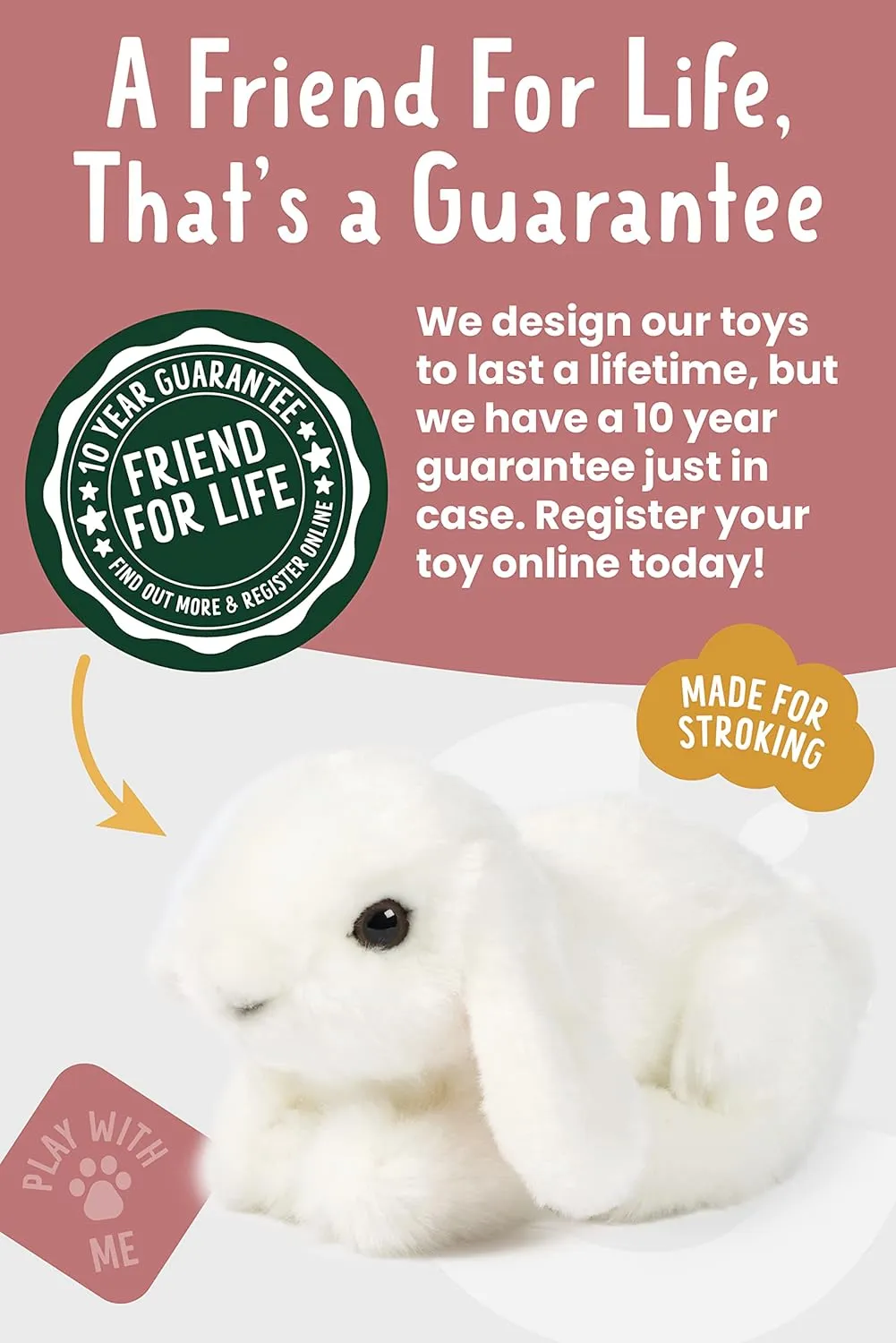 Living Nature - Small White Lop Eared Bunny (18cm) - Plush Soft Toy