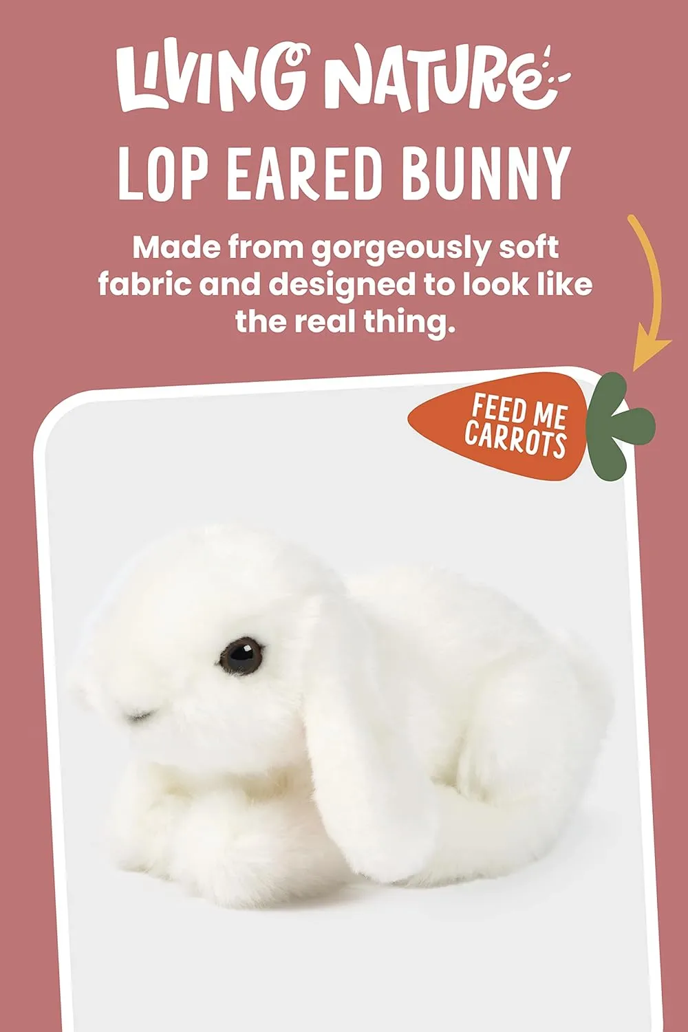 Living Nature - Small White Lop Eared Bunny (18cm) - Plush Soft Toy