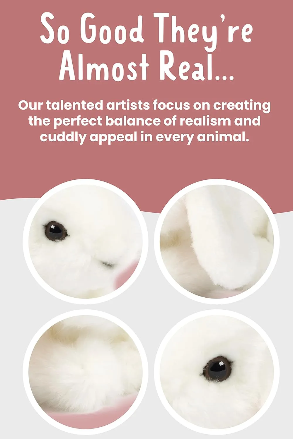Living Nature - Small White Lop Eared Bunny (18cm) - Plush Soft Toy