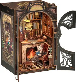 Lovers and Family (Count Cat's Study) CUTEBEE DIY Book Nook Kit, Miniature House Kits for Adult and Teens, DIY ingenious shine Manhattan Miniature Book Nook kit with Sensor Led Light, Gifts for 