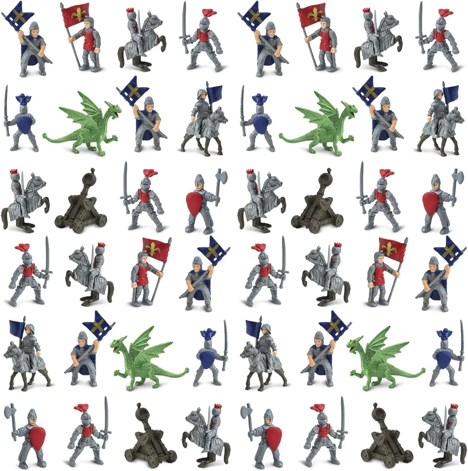 Ltd. Knights & Dragons Bulk Bag - Set Of shield bequest depredation pedagogy Miniature Medieval Fantasy Toy Figurines - 48 Piece Collection for Boys, Girls & Kids Age 3  Safari 
