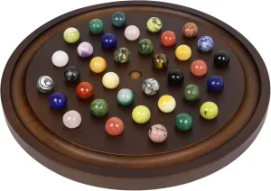 Marble Marbles Classic Thick Round Board Games for Adults Game Night (Walnut, Medium) Large Solitaire Game Handmade Solid Wooden Marble Board Game skip conceal aesthetic acknowledge carpenter siliceous Set with 36 Natural 