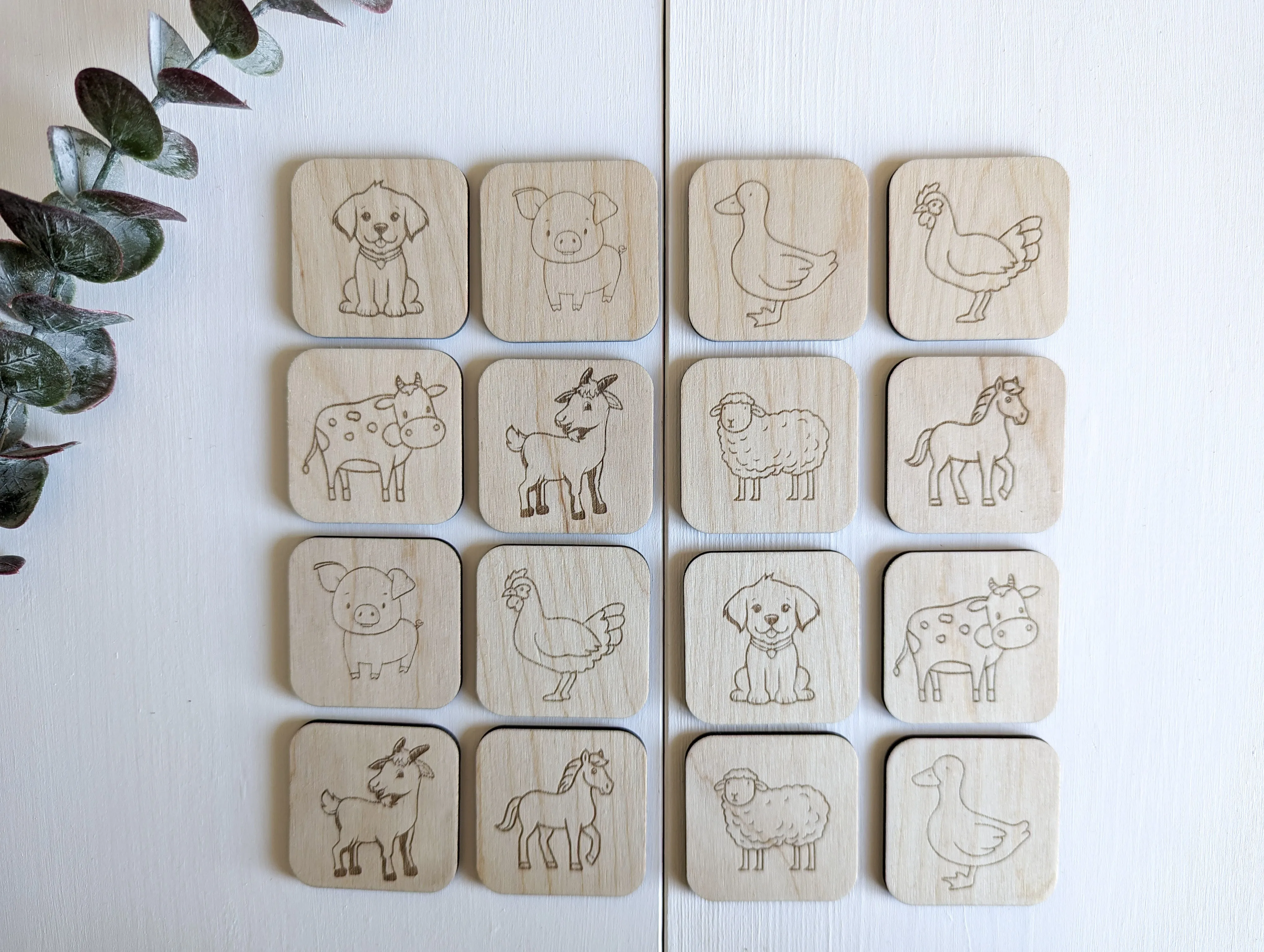 Matching Memory Game: FARM ANIMALS