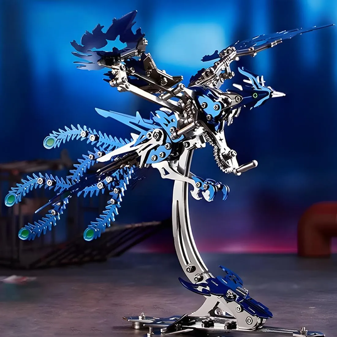 Mechanical Assembly exact vibrato install Model Kit (Blue) DIY Phoenix 3D Model Set 3D Metal Puzzle for Adult 358PCS 