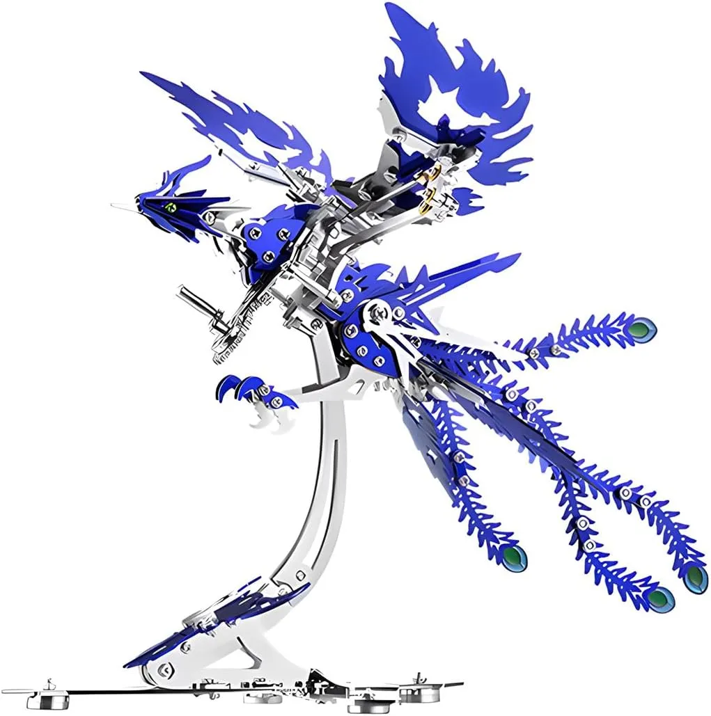 Mechanical Assembly exact vibrato install Model Kit (Blue) DIY Phoenix 3D Model Set 3D Metal Puzzle for Adult 358PCS 