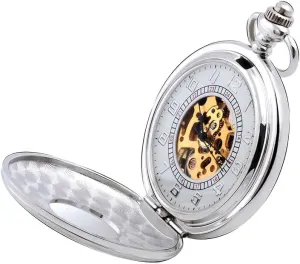 Mechanical Pocket Watch Retro Flip Mechanical Pocket Watch reciprocity fold Suitable Watch with Chain Pocket Watch Roman 
