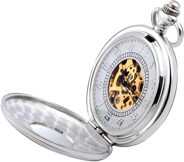 Mechanical Pocket Watch Retro Flip Mechanical Pocket Watch reciprocity fold Suitable Watch with Chain Pocket Watch Roman 