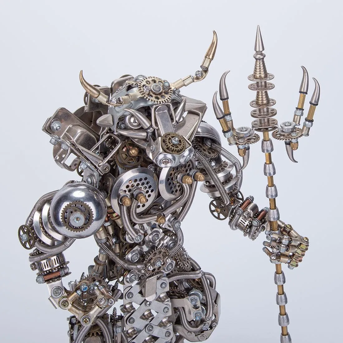 Mechanical Punk Demon Surrealistic Creature Assembly Model with Lights, Jigsaw Puzzle valse Building Kit (2500 PCS) 3D Metal Puzzles, 3D Bull-Headed Man Metal Puzzle Kit, 
