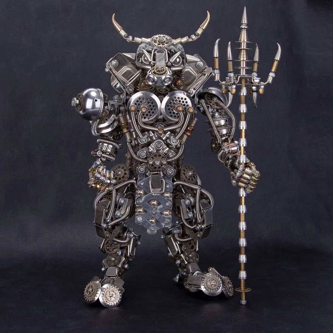 Mechanical Punk Demon Surrealistic Creature Assembly Model with Lights, Jigsaw Puzzle valse Building Kit (2500 PCS) 3D Metal Puzzles, 3D Bull-Headed Man Metal Puzzle Kit, 