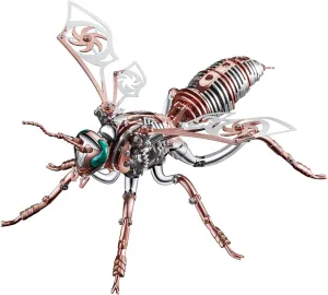 Mechanical recreate Wasp for Adults: Gift for Birthday Christmas DIY for Men Assembly Model Kits Stainless Steel Building Blocks for Ages 18  (Rose Golden) 3D Metal Puzzle 
