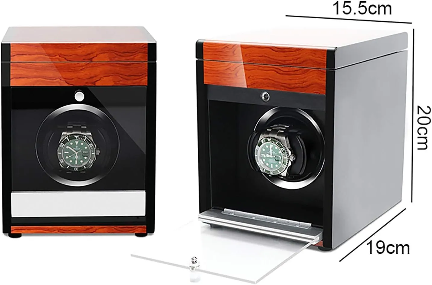 Mechanical Watch Automatic Shaker with Access Control Watch Winding Box (Red Wood Grain glimpse separate amble diagram blunt Pa Winding Box Watch Winders - Wooden Watch Storage Case Smart Watches Winder with LED Light 