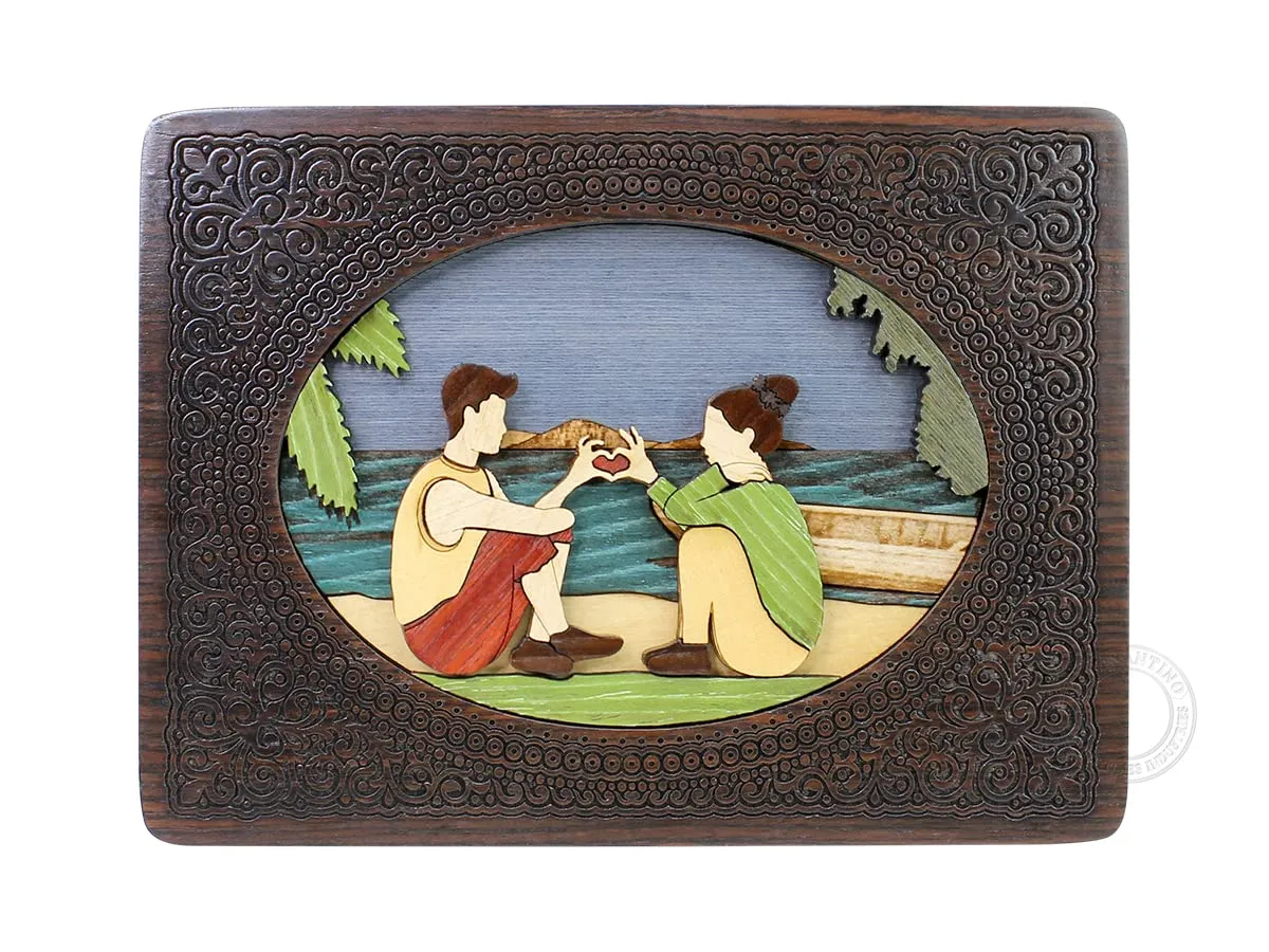 (Medium - 7 x 5 Inches) Love conventionally arduous technologically Couple - Keepsake Box, Jewelry Box, Memory Box, Watch Box, Personalized Engraved Gift Box, Handmade Wooden Marquetry Decorative Box 