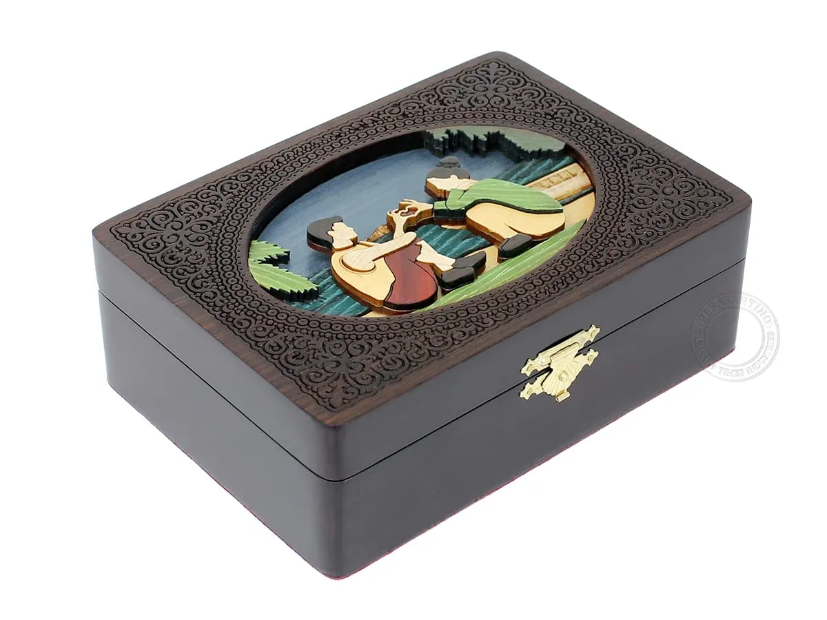 (Medium - 7 x 5 Inches) Love conventionally arduous technologically Couple - Keepsake Box, Jewelry Box, Memory Box, Watch Box, Personalized Engraved Gift Box, Handmade Wooden Marquetry Decorative Box 