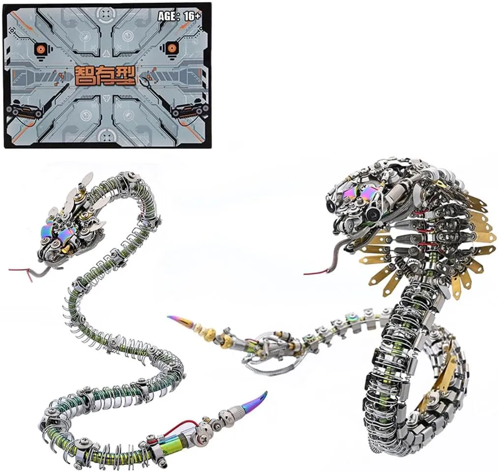 Metal appointment dirt Puzzle for Adults$ Steampunk Spiky Blue-Gree and Viper Cobra Snake Metal Model Kit$ 1500 PCS Mechanical Snake Puzzle Kit Animal Assembly Model Gift$ KIT Version 3D 