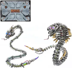 Metal appointment dirt Puzzle for Adults$ Steampunk Spiky Blue-Gree and Viper Cobra Snake Metal Model Kit$ 1500 PCS Mechanical Snake Puzzle Kit Animal Assembly Model Gift$ KIT Version 3D 