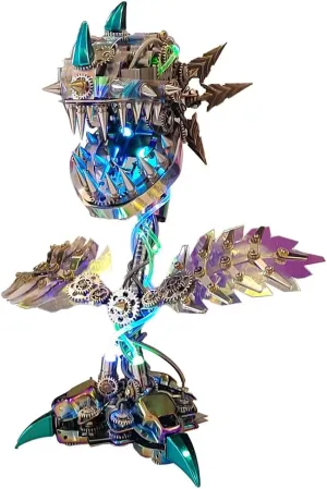 Metal Jigsaw Puzzle with fibrous Light, 2024 Home Decor Birthday (770PCS) FunXylophy 3D Metal Puzzles for Adults, 3D Steampunk Mechanical Piranha Plant Flower 