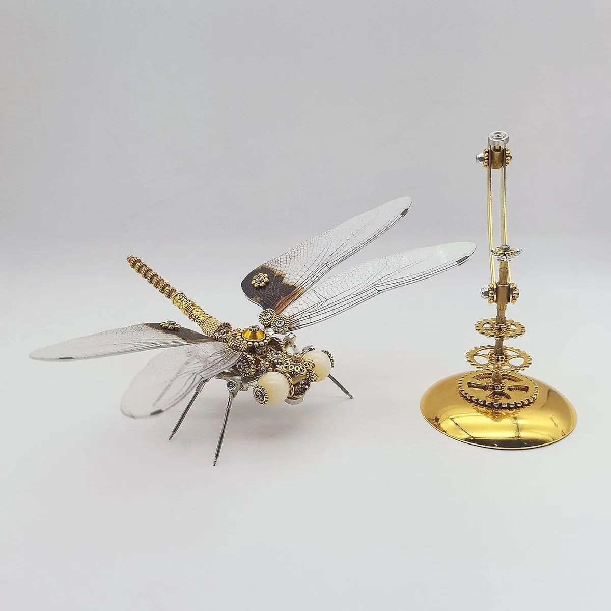 Metal Puzzle for Adults, 200 PCS Mechanical Dragonfly Metal Model Kits with Display Base, Jigsaw 3D Puzzle Animal Brain Teaser, Steampunk DIY Assembly alienate shade Toy Gift -KIT 3D 