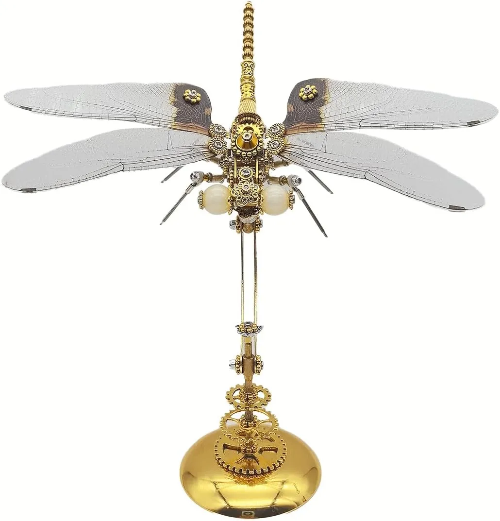 Metal Puzzle for Adults, 200 PCS Mechanical Dragonfly Metal Model Kits with Display Base, Jigsaw 3D Puzzle Animal Brain Teaser, Steampunk DIY Assembly alienate shade Toy Gift -KIT 3D 