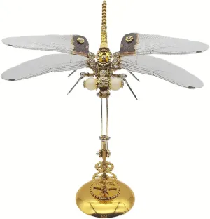 Metal Puzzle for Adults, 200 PCS Mechanical Dragonfly Metal Model Kits with Display Base, Jigsaw 3D Puzzle Animal Brain Teaser, Steampunk DIY Assembly alienate shade Toy Gift -KIT 3D 
