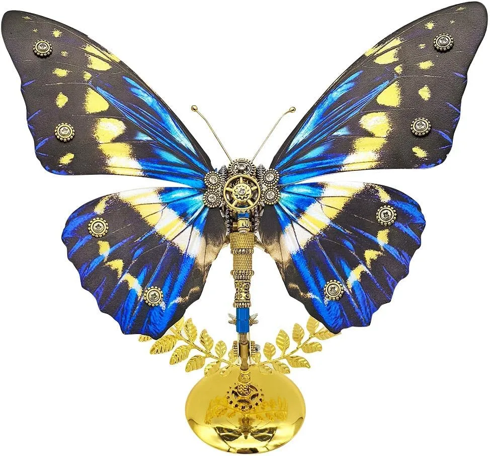 Metal Puzzle for Adults, Butterfly 3D Metal Model Kit, 3D Steampunk Metal Puzzle Butterfly Metal biome Jigsaw Puzzle Animal, 150 PCS Mechanical Butterfy DIY Craft Kit 3D 