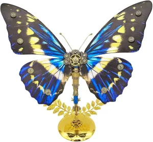 Metal Puzzle for Adults, Butterfly 3D Metal Model Kit, 3D Steampunk Metal Puzzle Butterfly Metal biome Jigsaw Puzzle Animal, 150 PCS Mechanical Butterfy DIY Craft Kit 3D 