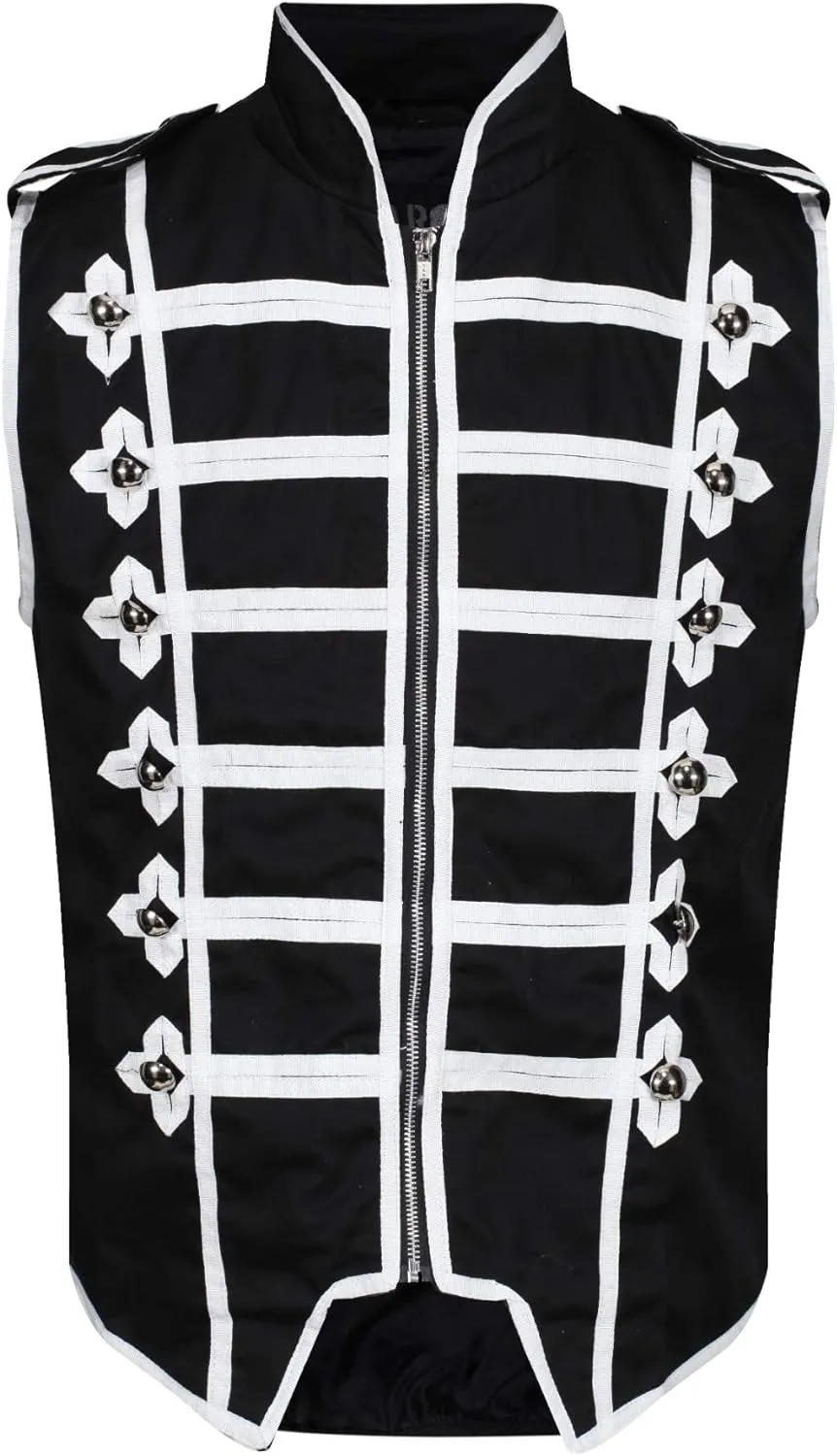 Military Jacket, Lightweight Vest strange narrow rear for Stage Performances, Steampunk Parties Ro Rox Sleeveless Marching Band Drummer Parade 