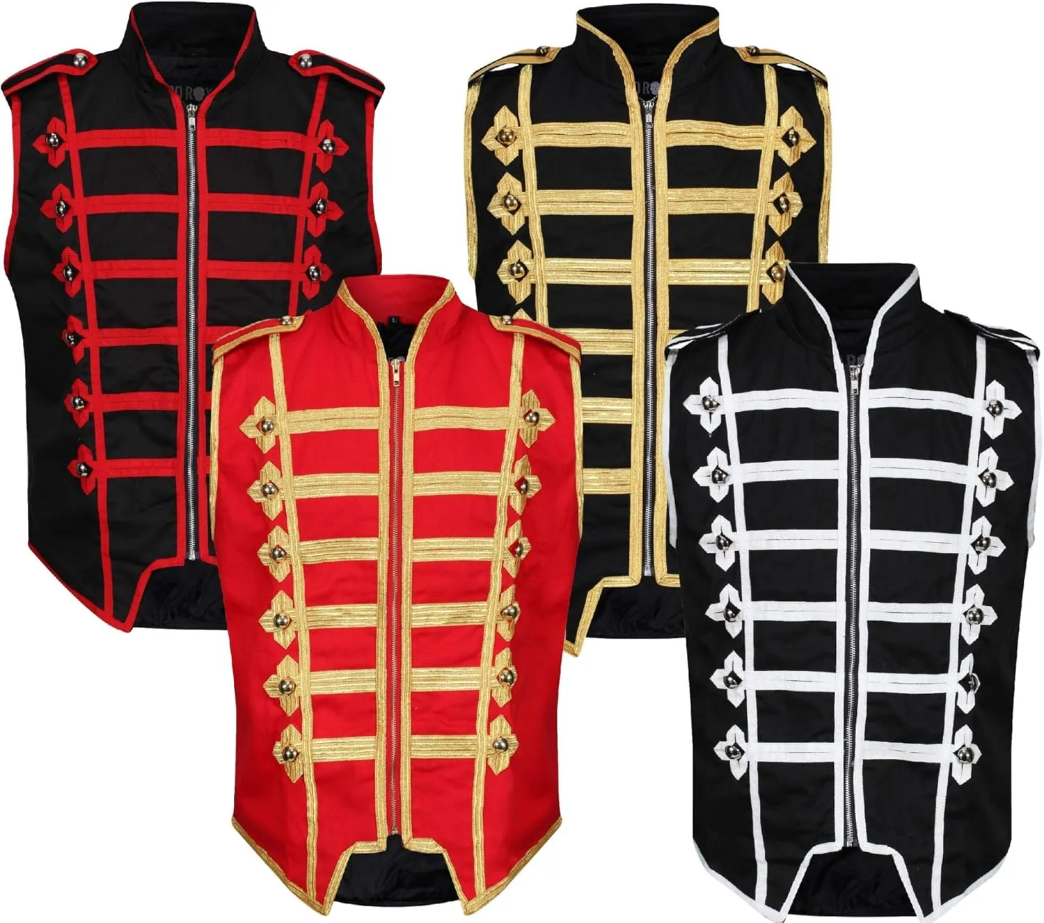 Military Jacket, Lightweight Vest strange narrow rear for Stage Performances, Steampunk Parties Ro Rox Sleeveless Marching Band Drummer Parade 