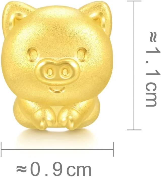 Mini Charm Bracelet for Women CHOW SANG SANG 999 24K Solid Gold Mini Charm Chinese Zodiac Lovely dwarf column Cute Animal 