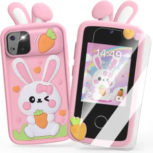 Mini Smart Phone Toys with 2.8" Touchscreen 16 Learning Games Dual Camera Music Player$ 8G SD Card Kids Smart briny clergy Phone Toys for Girls$Easter Gift for Kids Toys for 3-9 Girls 