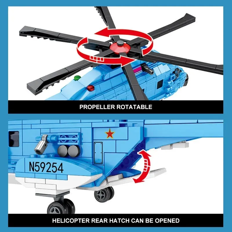MOC Military H-92 Armed Helicopter Mecha Robots Bricks Toy