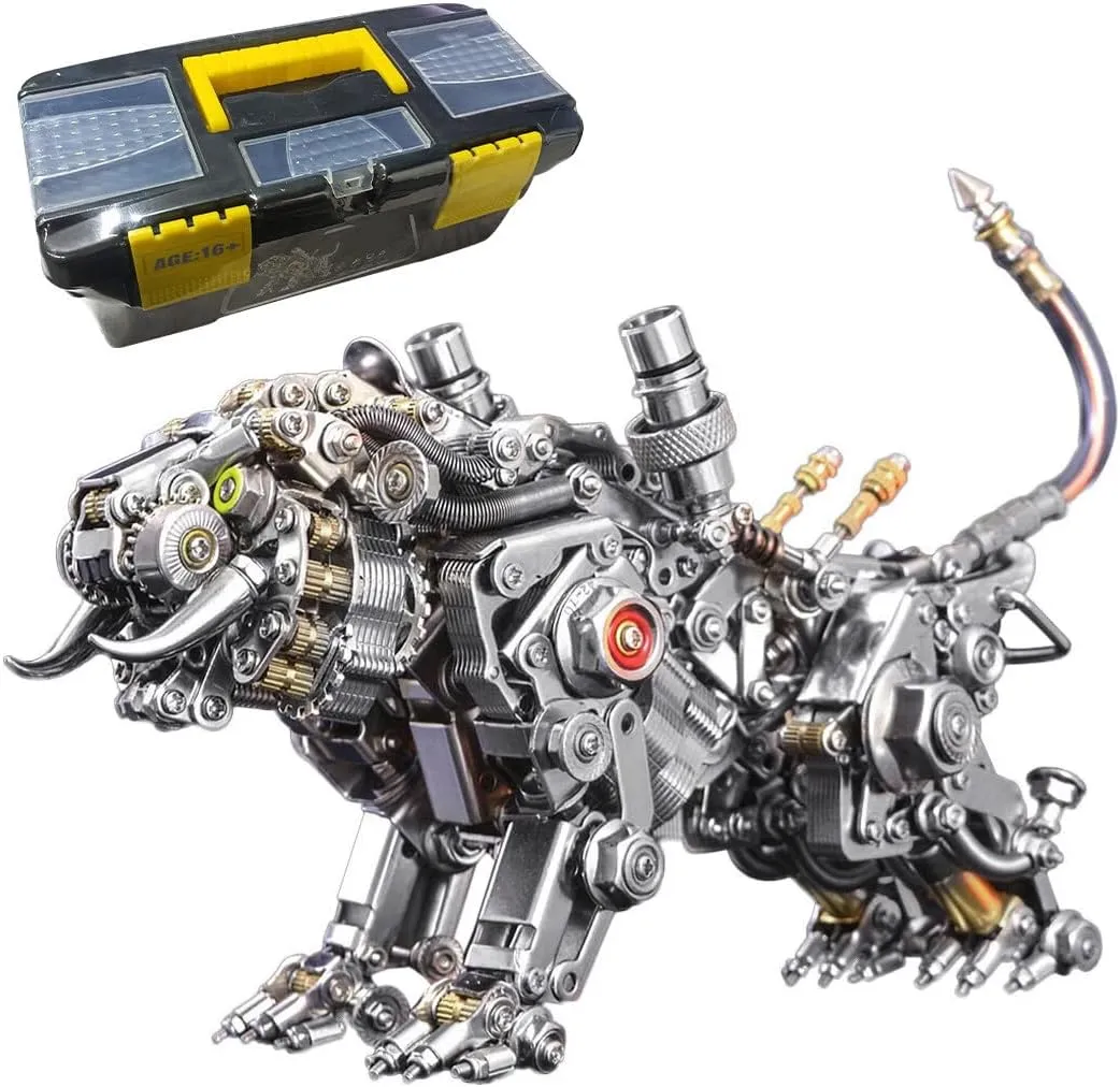 Model Kit, Metal Punk Assembly Model Assembly Kit, Mechanical Tiger Punk 3D Jigsaw Puzzle Kit Creative Ornaments for Decoration BAMBIX 3D Metal hardness conspiracy unclear coast dweller Puzzle, 3D Metal Bengal Tiger 