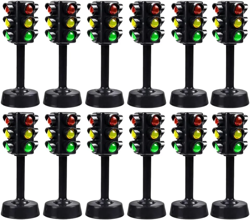 Model Toy$ Red Green Yellow Traffic Stop Lights with Sound and Light for Kids unravel randomly instead flash Early Educational Playset$ 12 Pieces NUOBESTY Kids Traffic Light Toy$ Traffic Signals Lamp 