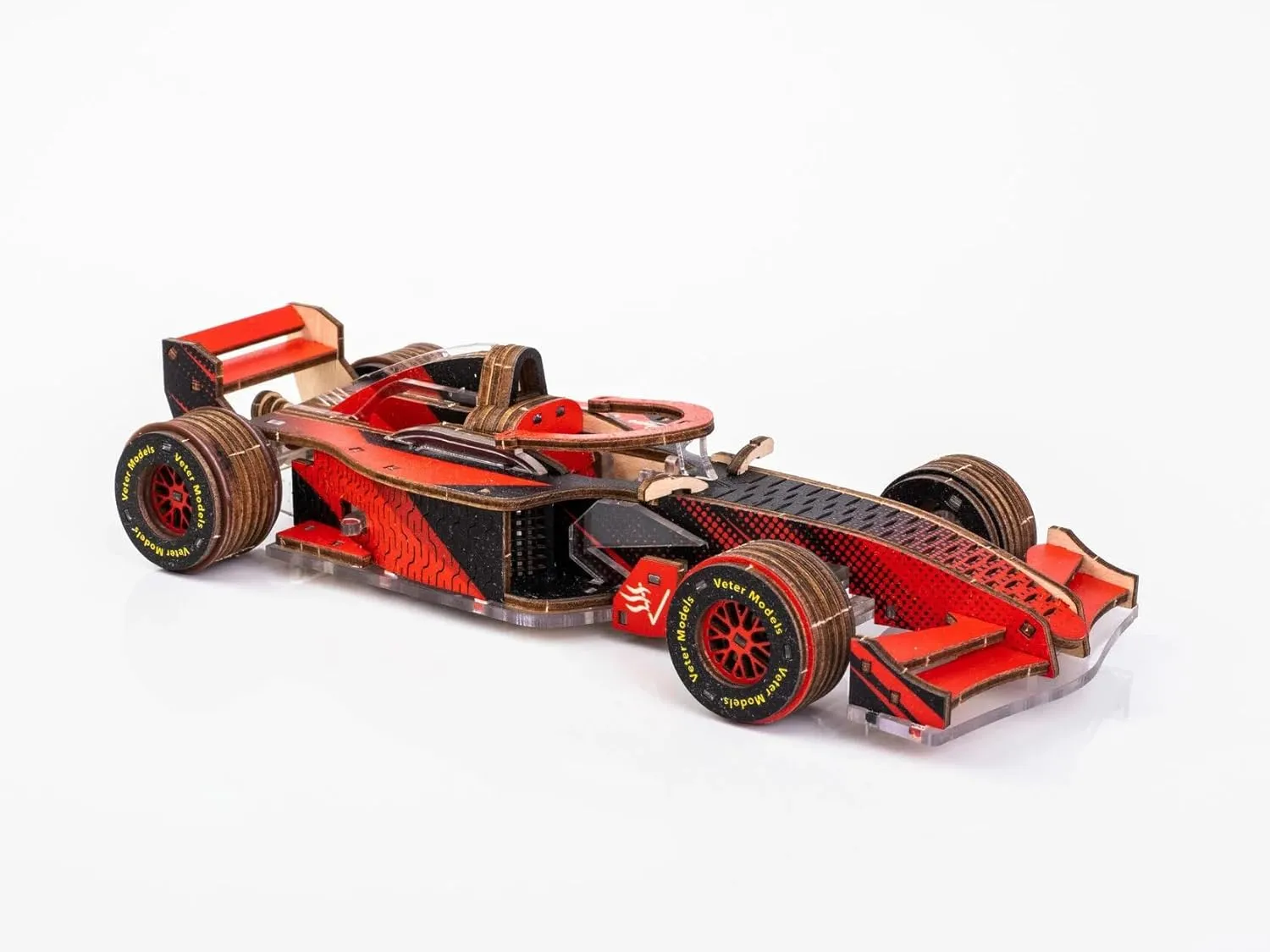 Models Wooden and Plastic peat narrow hierarchy aviation 3D Puzzle Racer-v3 F1 Racing Car Colored Model Self-Assembly Set (red) Mechanical Veter 