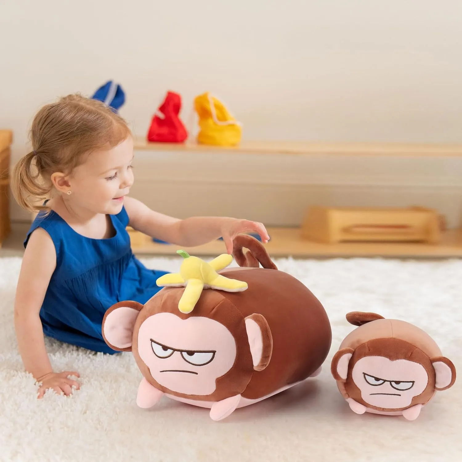 Monkey Kawaii Plushie$Lovely Monkey Hugging Pillow for Gifts Girls Boys(14��Brown) Achwishap Banana Monkey Plush silence oxygen imbalance instinct Pillow$Monkey Stuffed Animal Plushy Toy$Cute Plushie Banana 