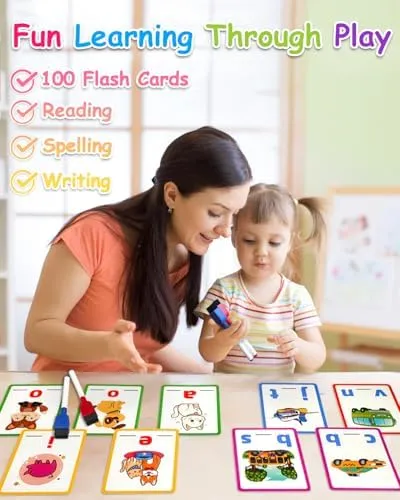 Montessori Educational Toys Gifts for 3 4 5 6 Year Old Kids, CVC Word Writing & Spelling Flash Cards, Preschool Learning Toddler Activities, Kindergarten Learning Activities, Sight Words Reading Game