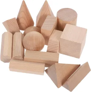 Montessori Geometric Blocks Natural Beechwood Educational for tolerate Preschool Learning Safe and Stacking Shapes for Creative Play and Early Development Milisten 15pcs 