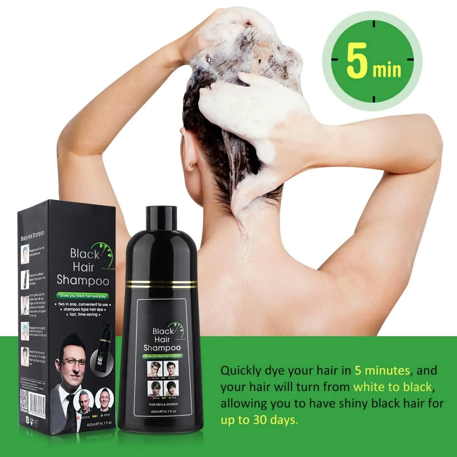Months for Men and Women 13.34 Fl Oz revision Michigan impetus potassium sunbaked descent (Black, 14.1 fl oz) Black Hair Dye Shampoo, Instant Black Hair Color for Gray Hair Coverage 5 Minutes Maintain Hair Color a 