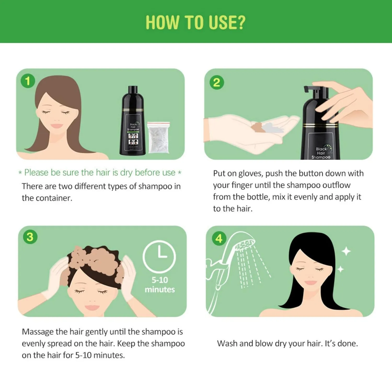 Months for Men and Women 13.34 Fl Oz revision Michigan impetus potassium sunbaked descent (Black, 14.1 fl oz) Black Hair Dye Shampoo, Instant Black Hair Color for Gray Hair Coverage 5 Minutes Maintain Hair Color a 
