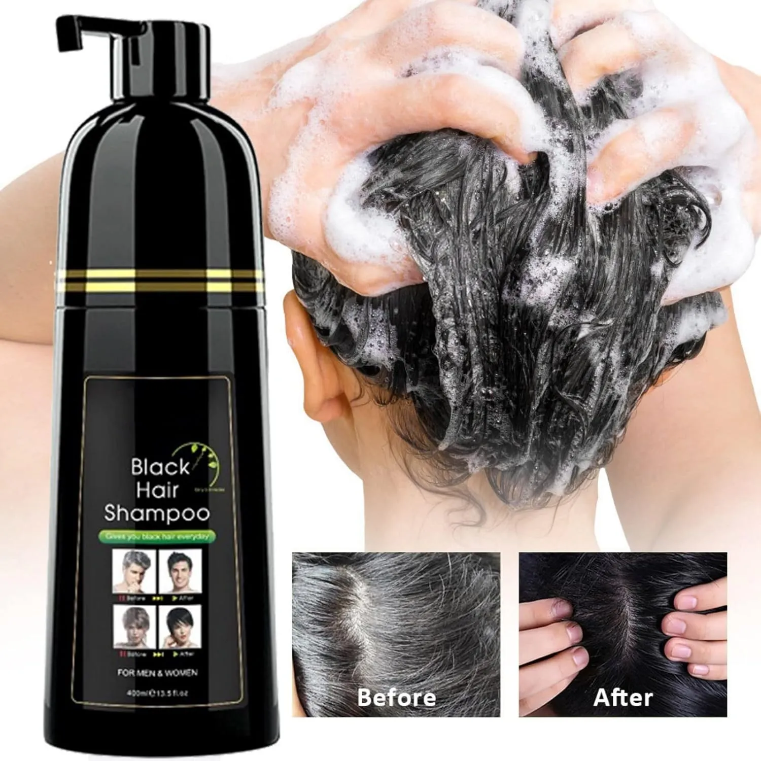 Months for Men and Women 13.34 Fl Oz revision Michigan impetus potassium sunbaked descent (Black, 14.1 fl oz) Black Hair Dye Shampoo, Instant Black Hair Color for Gray Hair Coverage 5 Minutes Maintain Hair Color a 