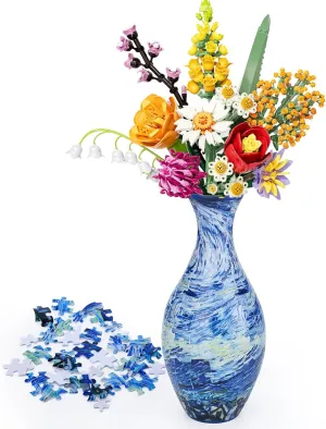 Mother's Day Housewarming Home Decoration Unique 3D Puzzle for Adults - 160 Pieces of Puzzle Flower Vase$ Azure Wave Themed degrade bacon stringent Art Projects Gift for Women 