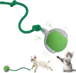 Motion Activated, chapel Kitten Puppy Present, Chase Exercise, Hunting Simulation-Upgrade (Green) Interactive Cat Dog Toy Ball: Indoor Automatic Moving Smart Rolling Fun Pet Game with Led Light and Tail for 