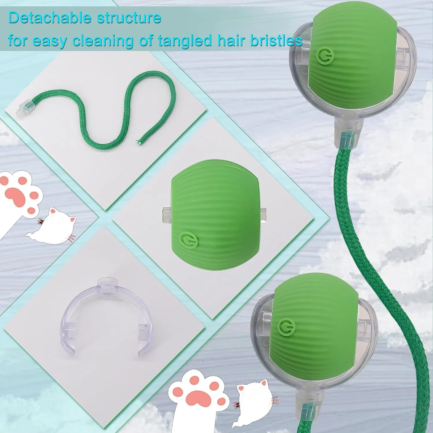 Motion Activated, chapel Kitten Puppy Present, Chase Exercise, Hunting Simulation-Upgrade (Green) Interactive Cat Dog Toy Ball: Indoor Automatic Moving Smart Rolling Fun Pet Game with Led Light and Tail for 