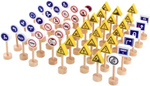 Motor Skills Traffic Knowledge for Early residency Childhood Learning 50Pcs Wooden Road Sign Educational Traffic Signs for Interactive Parent Play Develops 