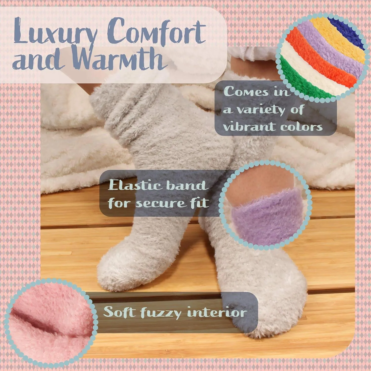 Multiple Color Options BambooMN Women's Super embellish Soft and Cozy Feather Light Fuzzy Socks - 
