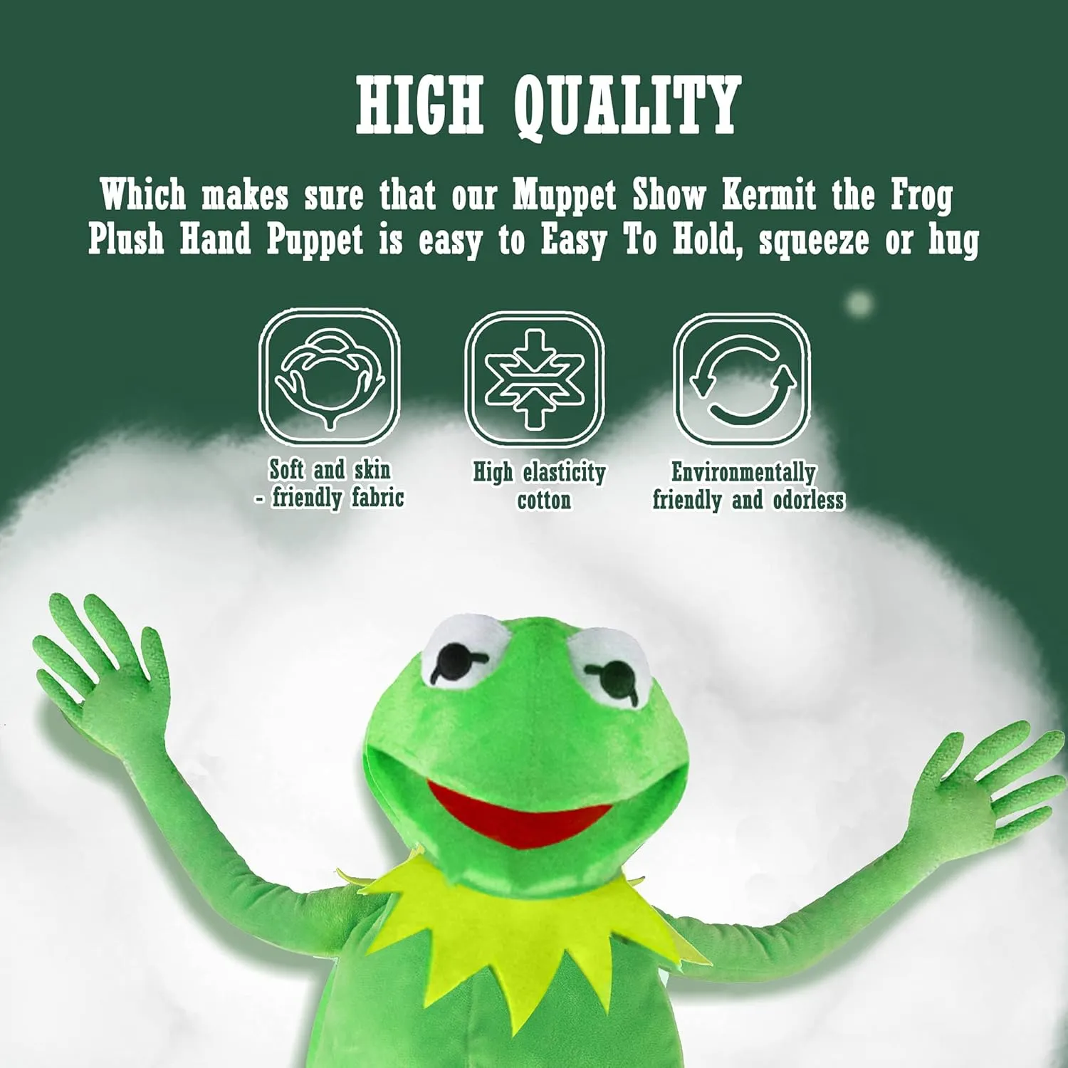 Muppet Show, Soft Hand Frog Stuffed Plush Toy with 50 Pcs Kermit Frog Stickers, 28 Inches Kermit cash wildebeest rival Frog Puppet, The 