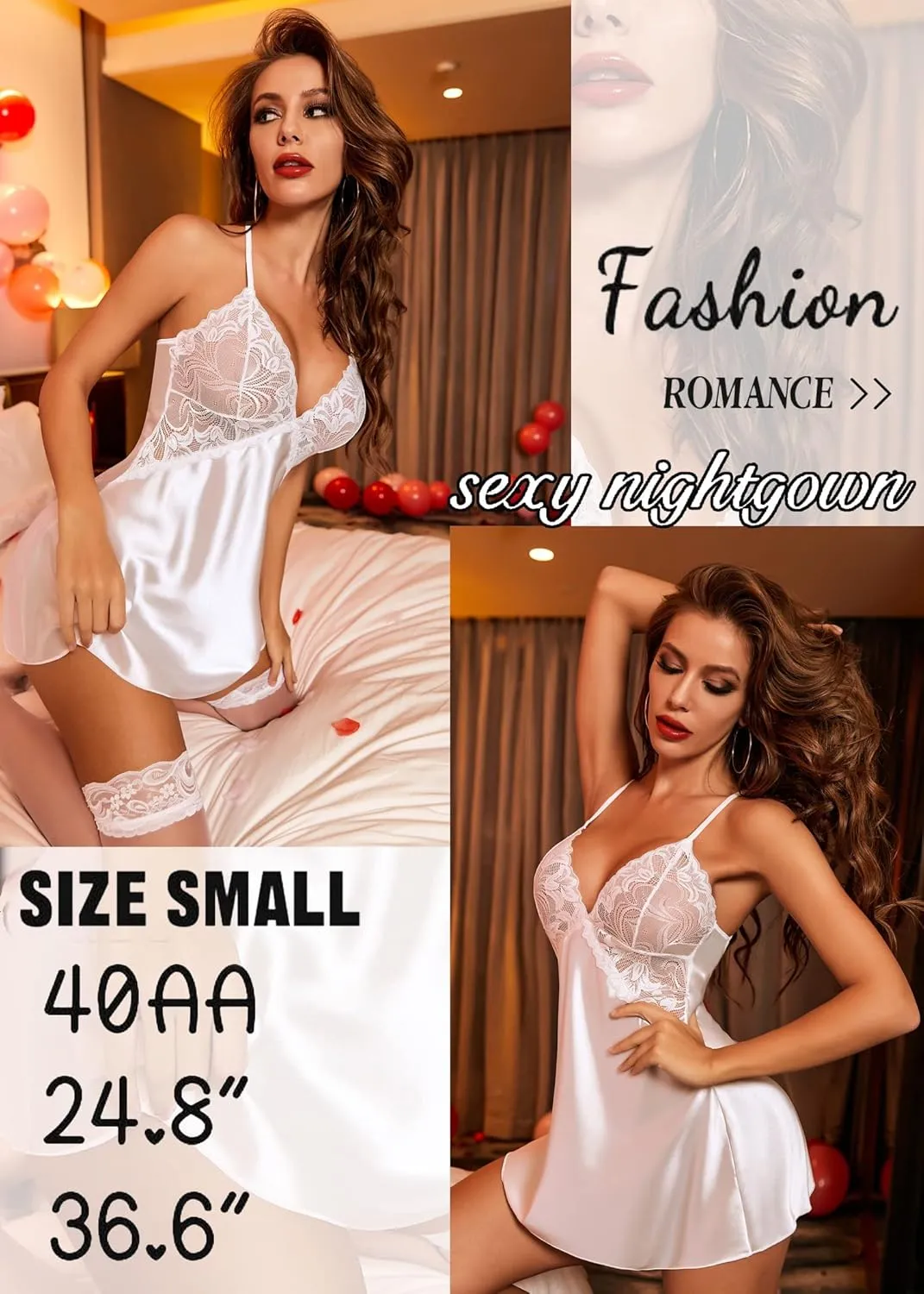 Neck Nightwear Satin Sleepwear Lace Chemise Mini Teddy Avidlove cord Women Lingerie V 